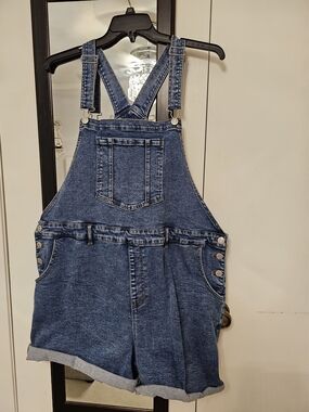 Ava & Viv Blue Denim Short Overalls